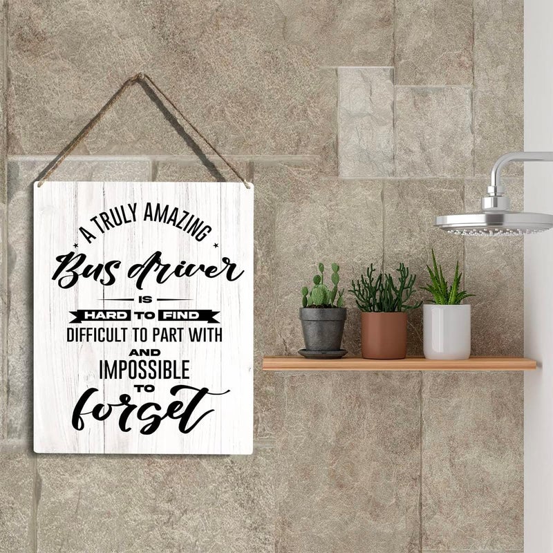 YCYD Bus Driver Gifts A Truly Amazing Bus Driver Is Hard To Find Wooden Hanging Sign School Bus Driver Gifts Gifts for Retired Bus Driver Thank You Birthday Gift for Kids Bus Driver 8 x 10 Inches - Image 5